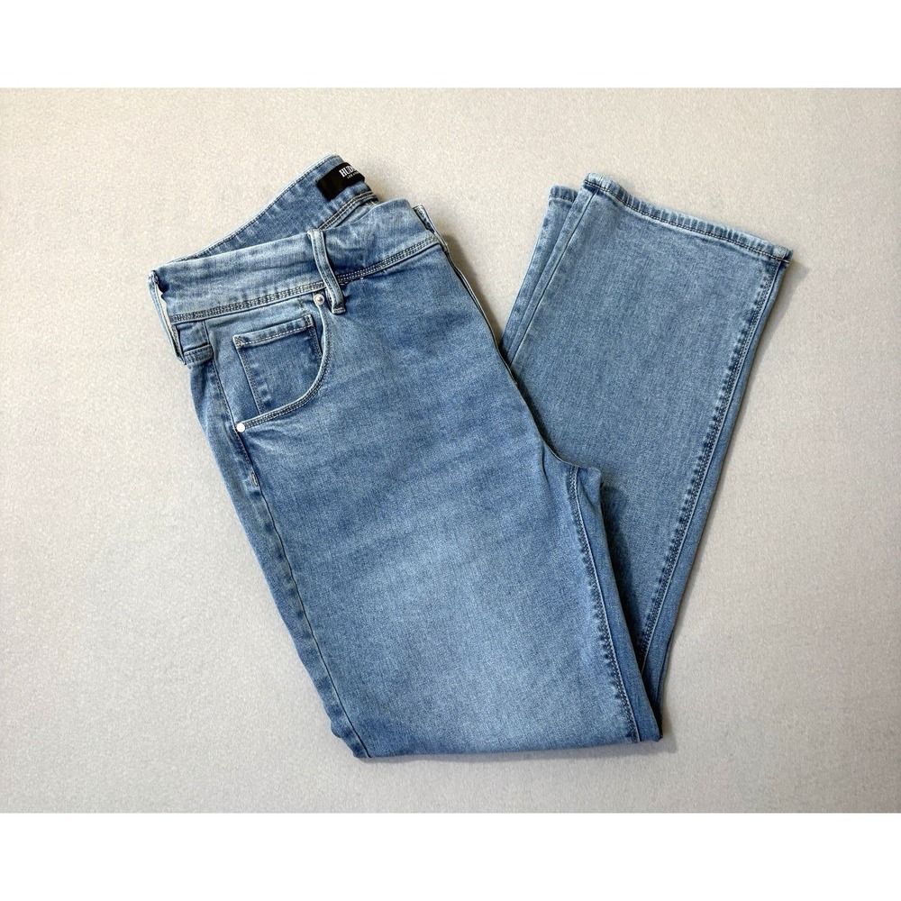 Hudson Los Angeles Straight Mid Rise Jeans Women Size 14 Light Wash Stretch